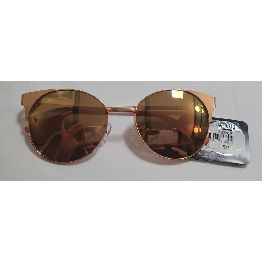 Panama Jack Polarized Mirrored Rose Gold Aviator Cat Eye Sunglasses New 100% Uv